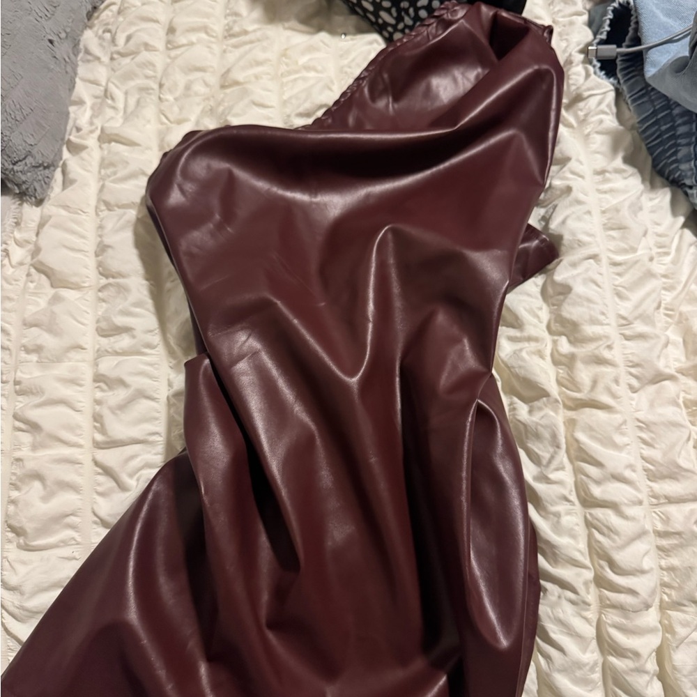 Elegant Burgundy one shoulder top asymmetrical